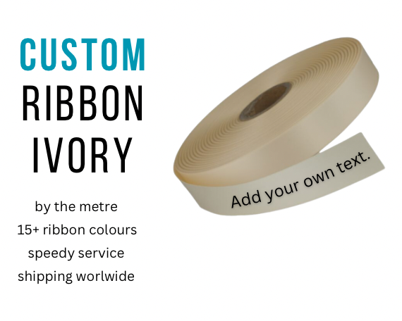 CUSTOM PRINT RIBBON IVORY