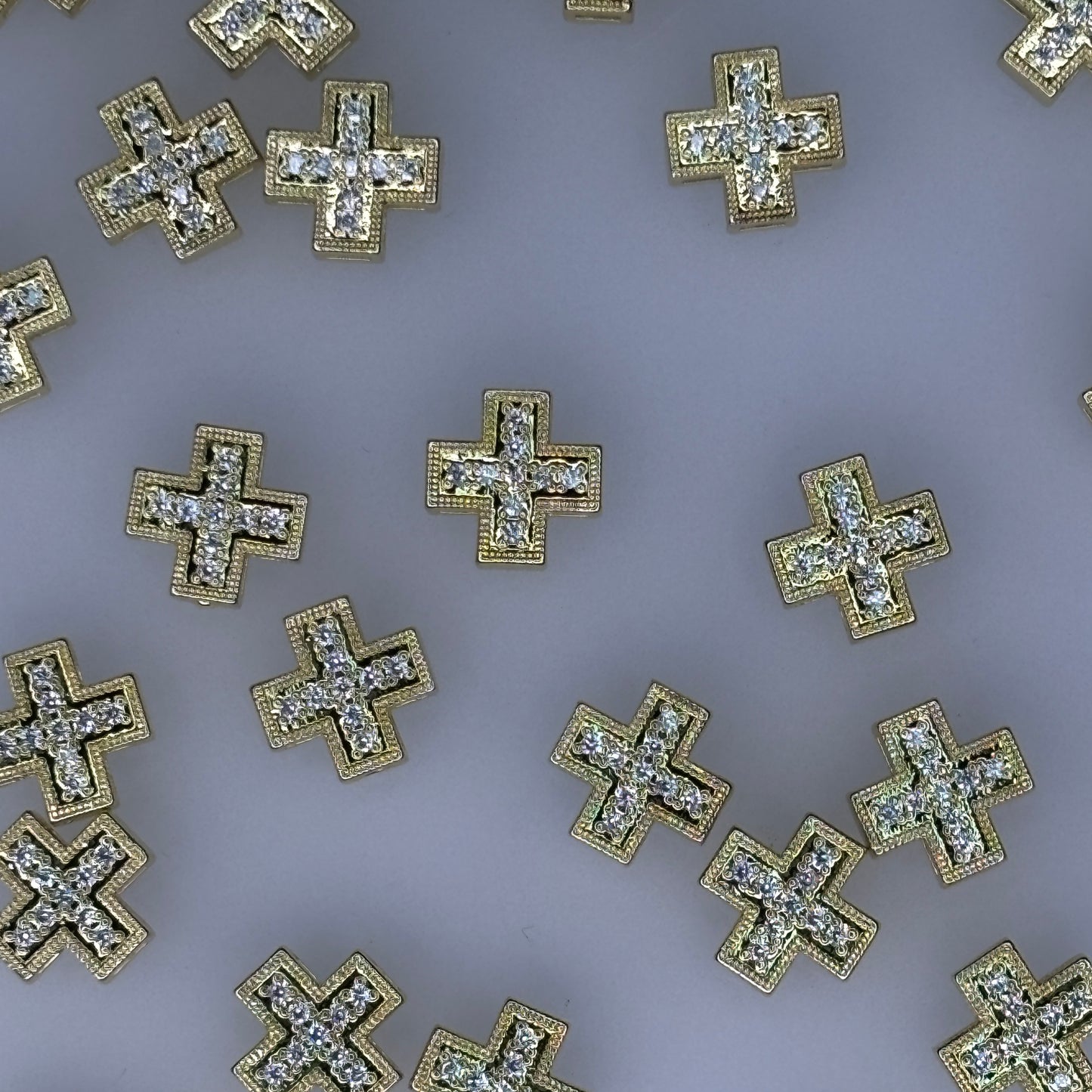 GOLD DIAMONTE CROSS CHARM PENDANT