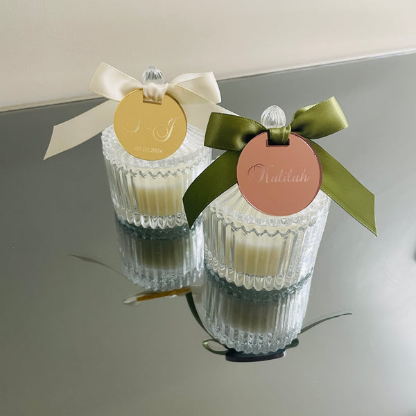 CAROUSEL JAR CANDLE VANILLA SCENT WITH BOW AND PERSONALISED TAG