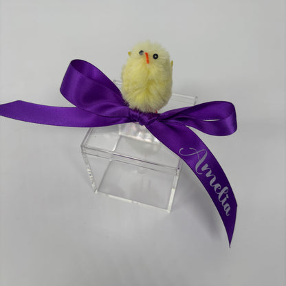 Easter Egg Container with Personalised Bow and Chicken or Bunny ( Eggs Not Included )