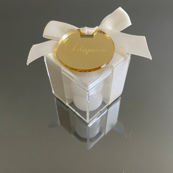 WHITE MINI BUBBLE CANDLE WITH TAG FAVORS