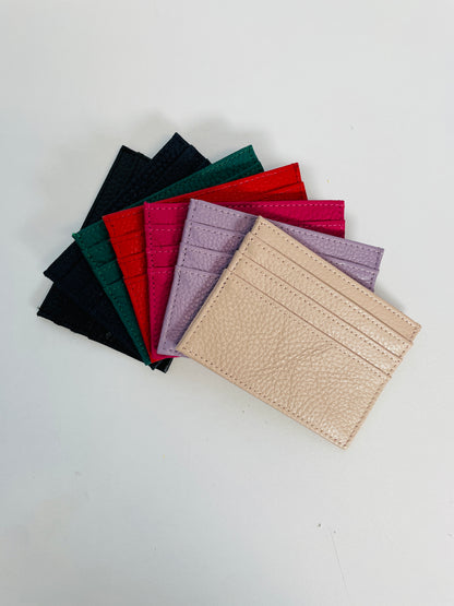 EMBOSSED PEBBLE LEATHER CARD HOLDER & KEY CHAIN SET