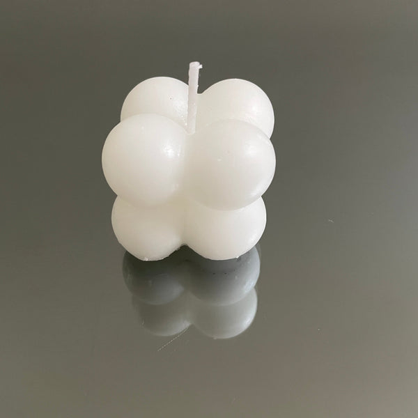 WHITE MINI BUBBLE CANDLE WITH TAG FAVORS