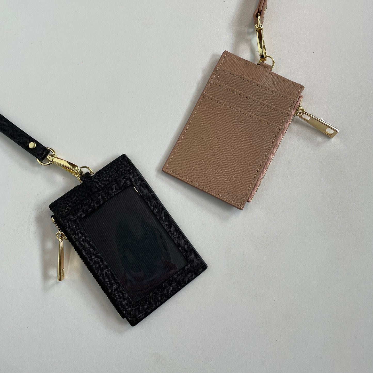 EMBOSSED SAFFIANO CARD HOLDER LANYARD