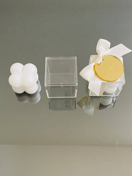 WHITE MINI BUBBLE CANDLE WITH TAG FAVORS