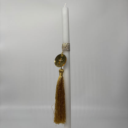 Greek Key Gold Tassel Gold Cross Easter Palm Sunday Candle Lambatha Orthodox Easter