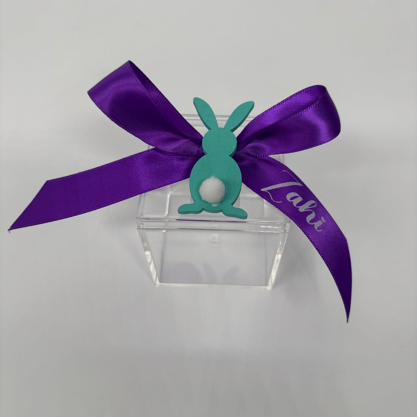 Easter Egg Container with Personalised Bow and Chicken or Bunny ( Eggs Not Included )
