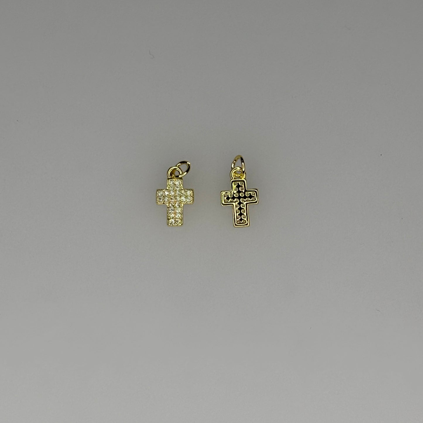 GOLD CRYSTAL CROSS CHARM PENDANT