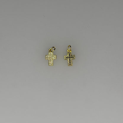 GOLD CRYSTAL CROSS CHARM PENDANT