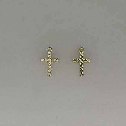 GOLD CRYSTAL CROSS CHARM PENDANT