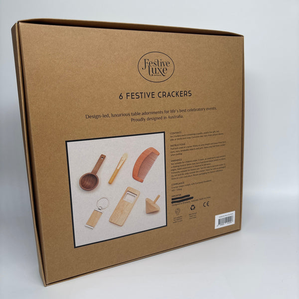 FESTIVE LUXE NO PLACE LIKE HOME SET OF 6 CHRISTMAS CRACKERS BOXED