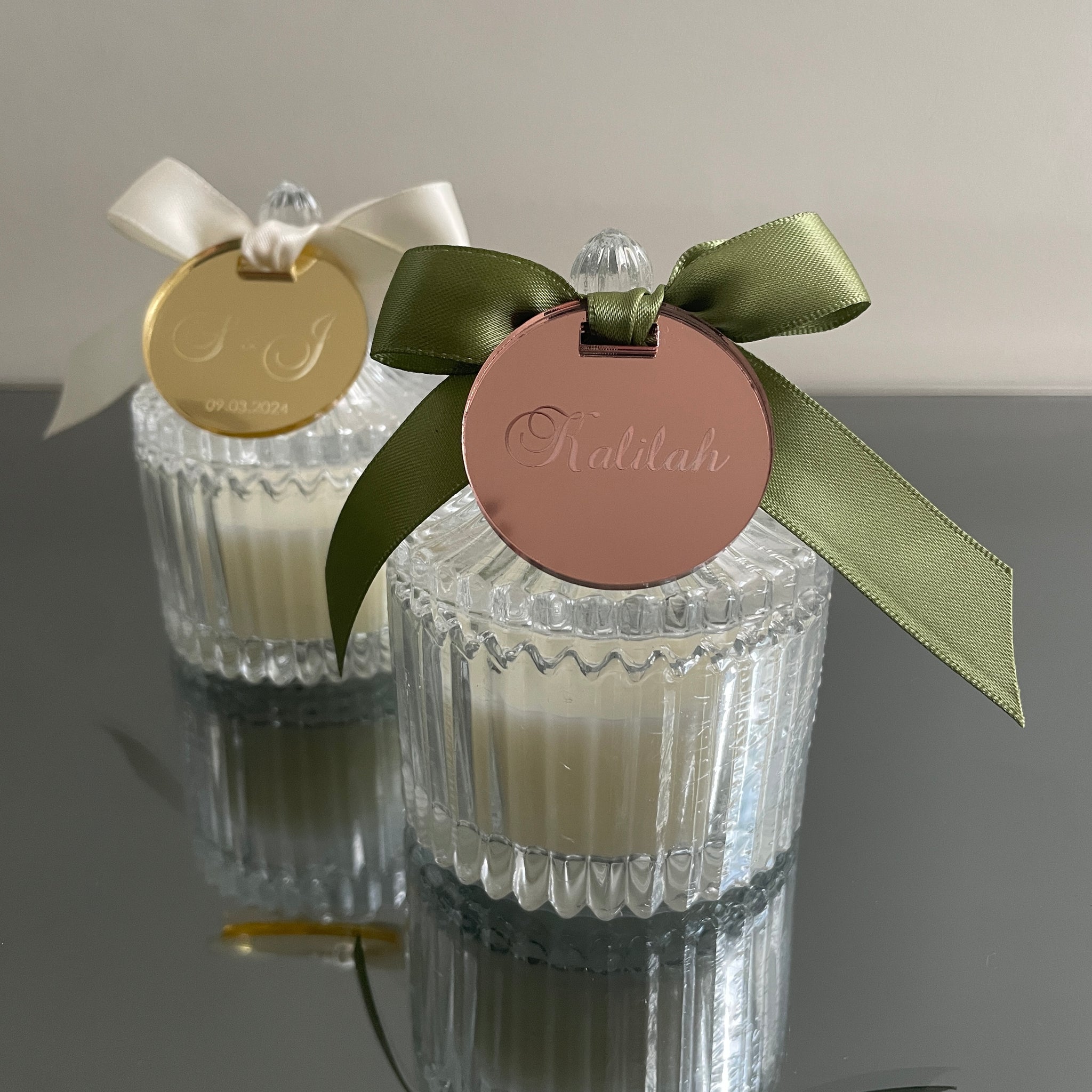 CAROUSEL JAR CANDLE VANILLA SCENT WITH BOW AND PERSONALISED TAG