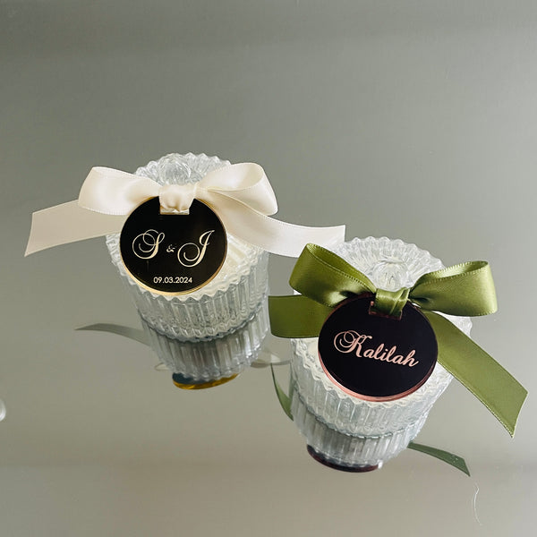 CAROUSEL JAR CANDLE VANILLA SCENT WITH BOW AND PERSONALISED TAG