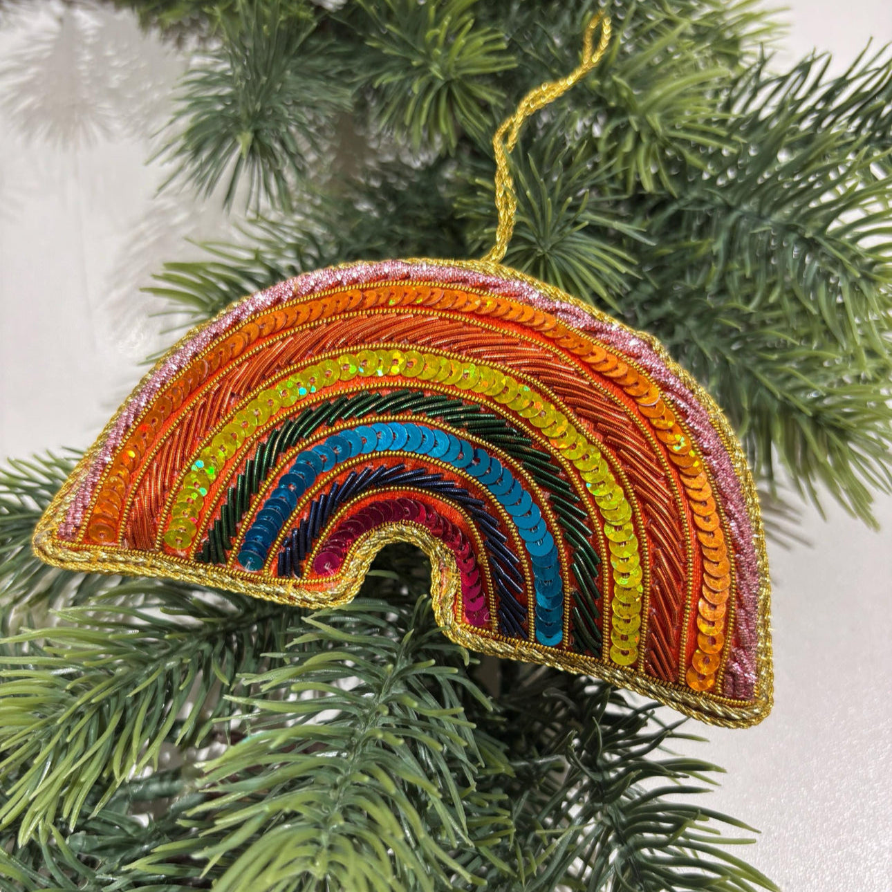 RAINBOW PRIDE BEADED CHRISTMAS TREE ORNAMENT