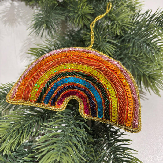 RAINBOW PRIDE BEADED CHRISTMAS TREE ORNAMENT