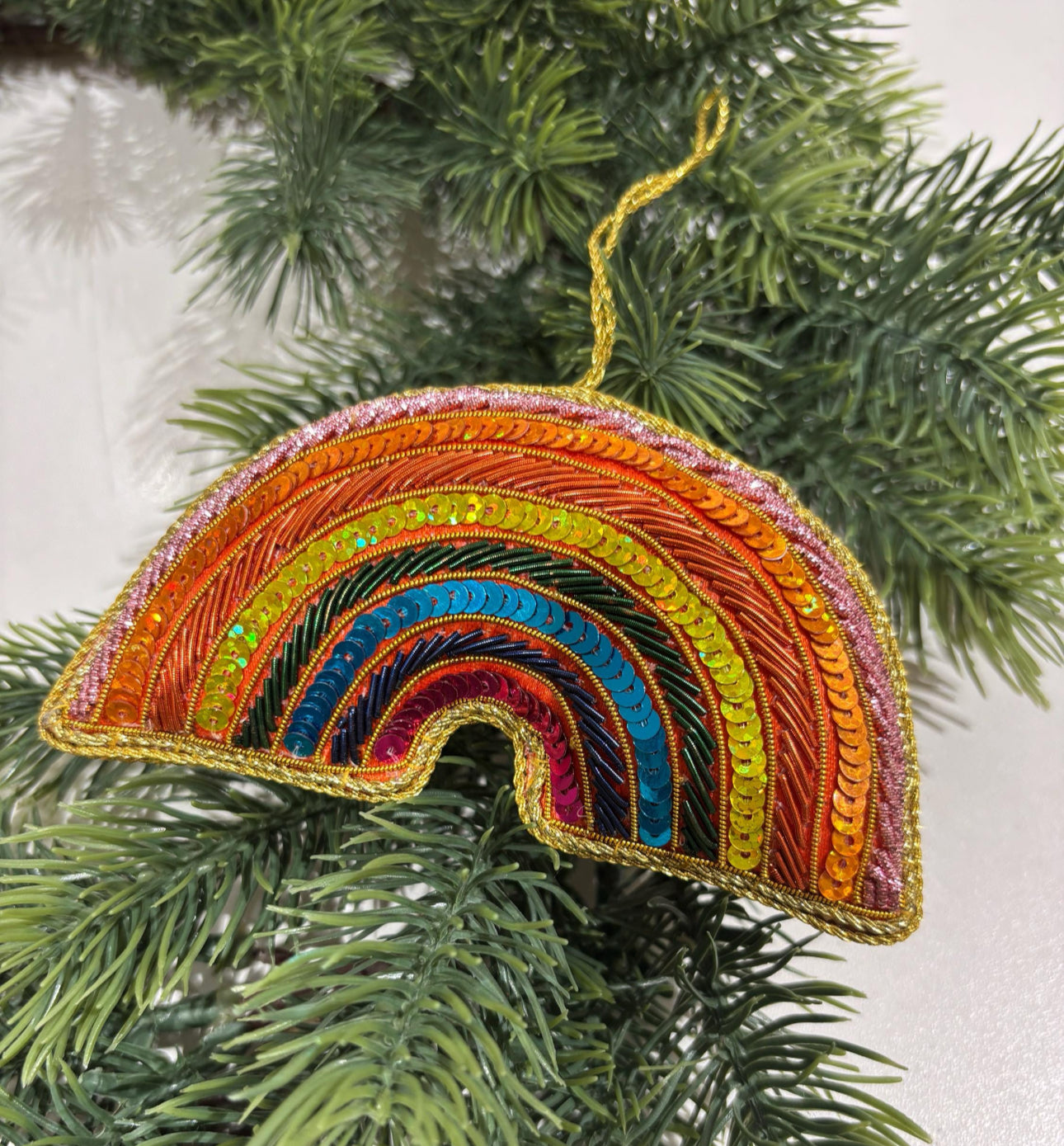RAINBOW PRIDE BEADED CHRISTMAS TREE ORNAMENT
