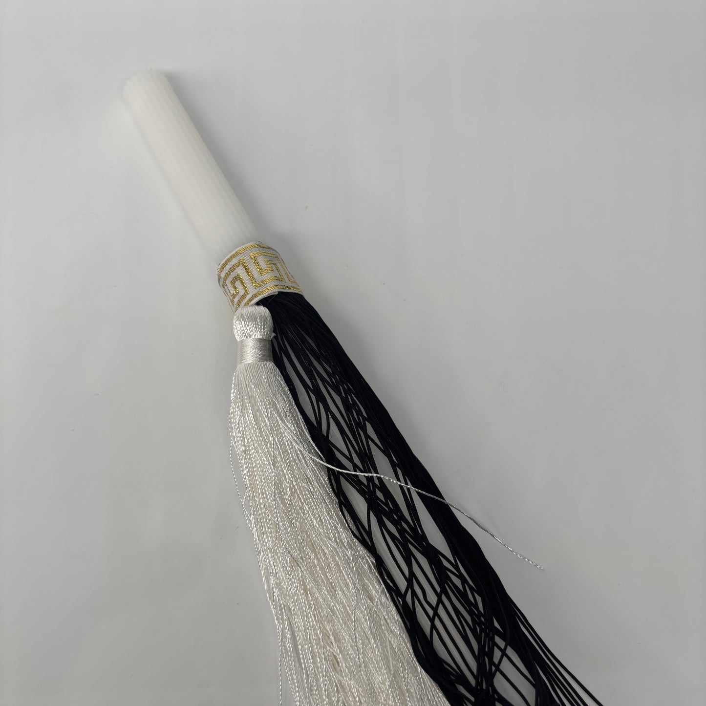 Greek Key with White Tassel & Black Fringe Easter Palm Sunday Candle Lambatha Orthodox Easter