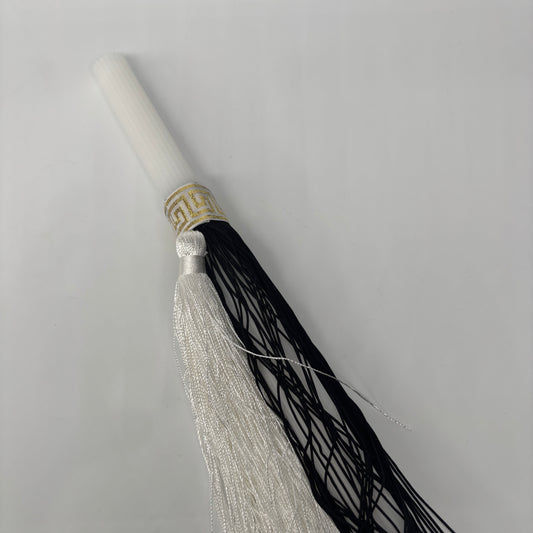Greek Key with White Tassel & Black Fringe Easter Palm Sunday Candle Lambatha Orthodox Easter