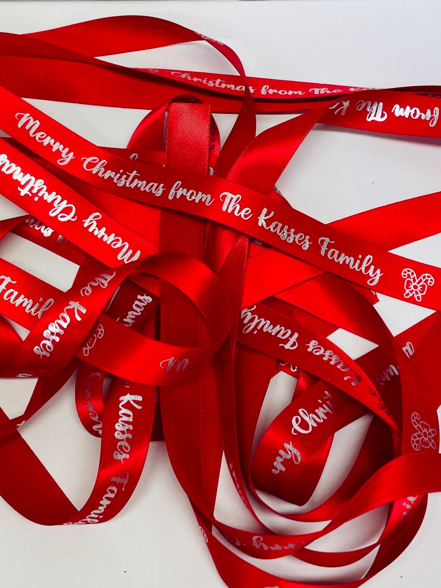 CHRISTMAS RED CUSTOM PRINT 20MM RIBBON