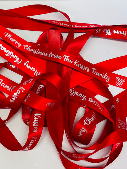 CHRISTMAS RED CUSTOM PRINT 20MM RIBBON
