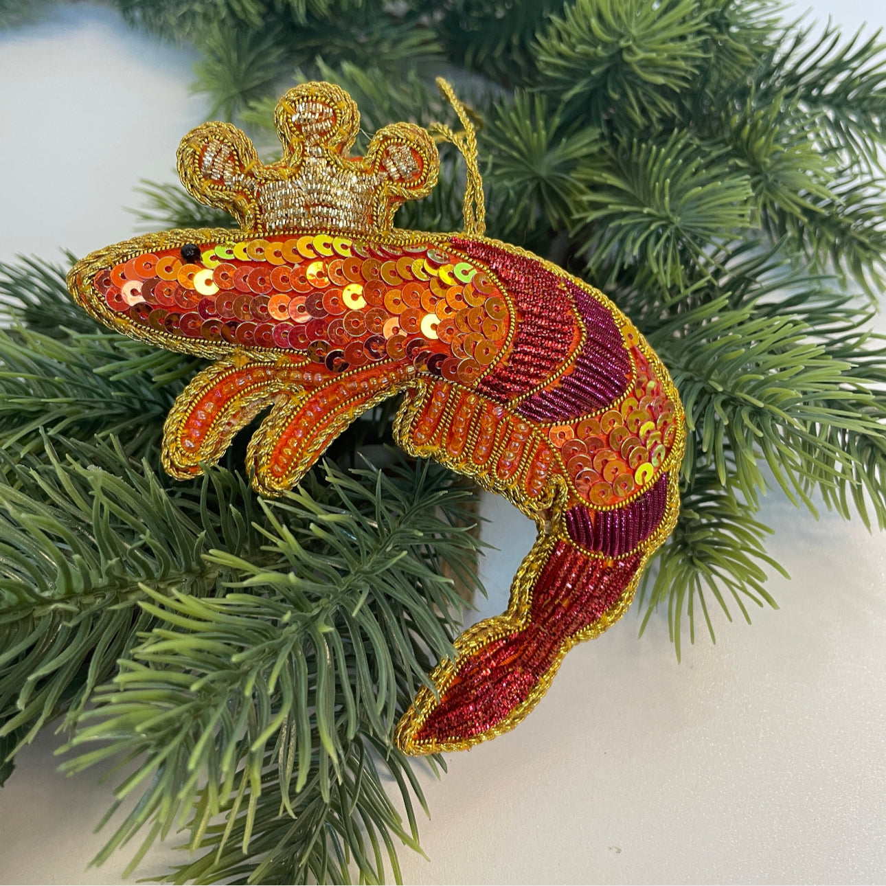 KING PRAWN BEADED CHRISTMAS TREE ORNAMENT