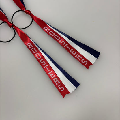 TEAM HAIR RIBBONS 3 COLOURS 15MM VERTICAL COLLEGE FONT