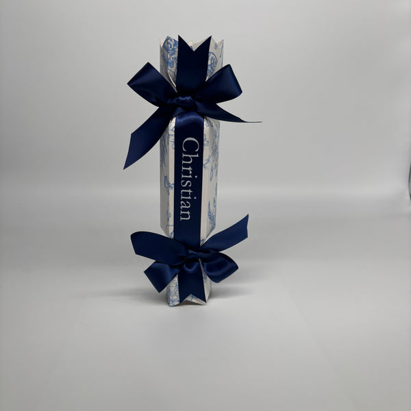PERSONALISED CHRISTMAS CRACKERS BLUE & WHITE VINTAGE