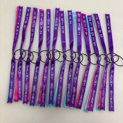 TEAM HAIR RIBBONS 3 COLOURS 15MM VERTICAL COLLEGE FONT
