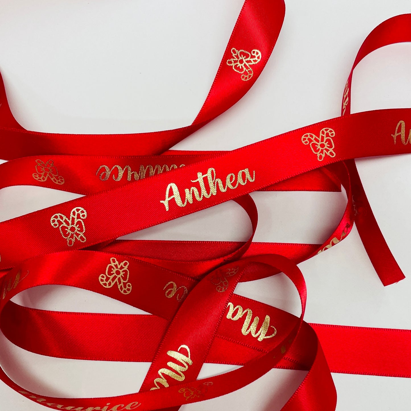 CHRISTMAS RED CUSTOM PRINT 20MM RIBBON