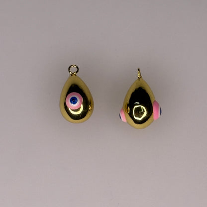 GOLD DROP PINK EVIL EYE CHARM PENDANT