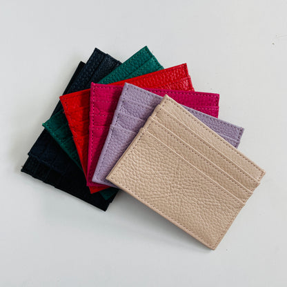 EMBOSSED PEBBLE LEATHER CARD HOLDER & KEY CHAIN SET