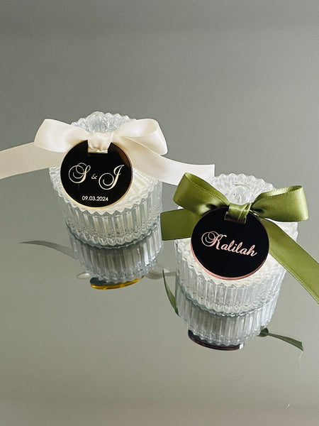 CAROUSEL JAR CANDLE VANILLA SCENT WITH BOW AND PERSONALISED TAG