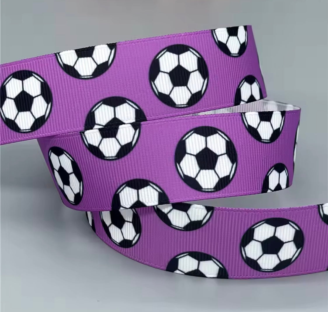 SOCCER RIBBON 25MM GROSGRAIN SOLD BY THE METRE