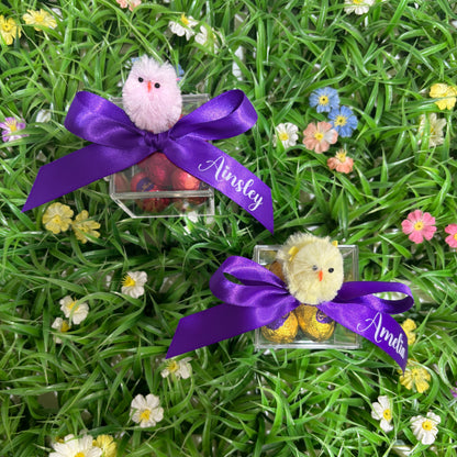 Easter Egg Container with Personalised Bow and Chicken or Bunny ( Eggs Not Included )