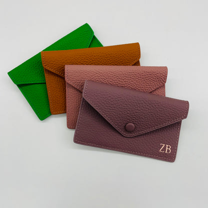 EMBOSSED PERSONALISED LEATHER MINI WALLET CARDHOLDER