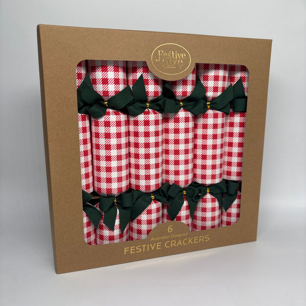 FESTIVE LUXE NO PLACE LIKE HOME SET OF 6 CHRISTMAS CRACKERS BOXED