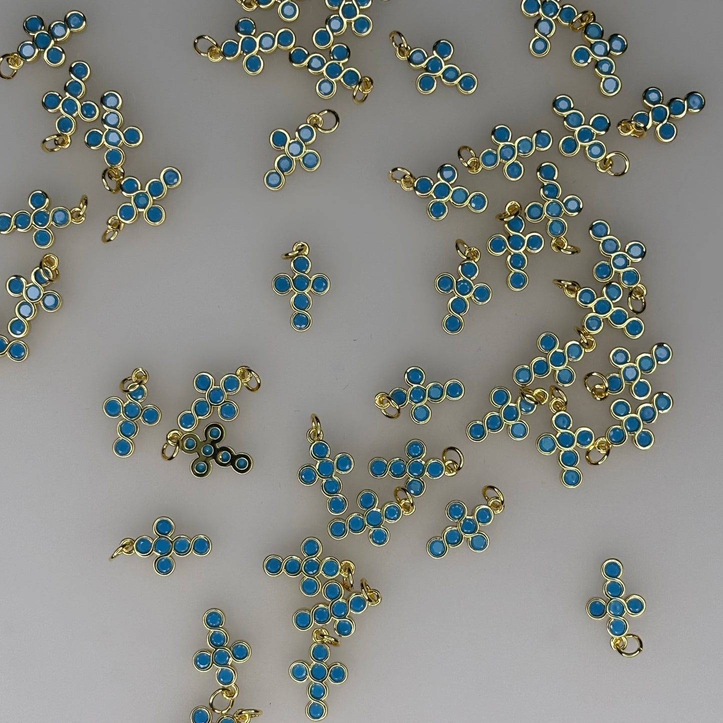 GOLD TURQUOISE CRYSTAL CROSS