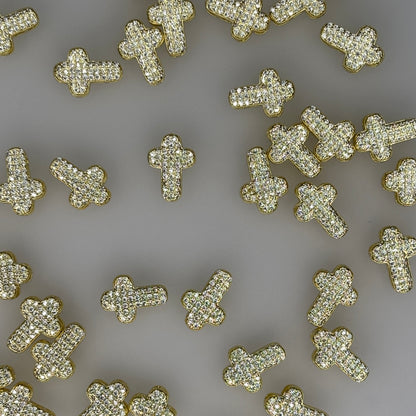 GOLD CRYSTAL CROSS CHARM PENDANT