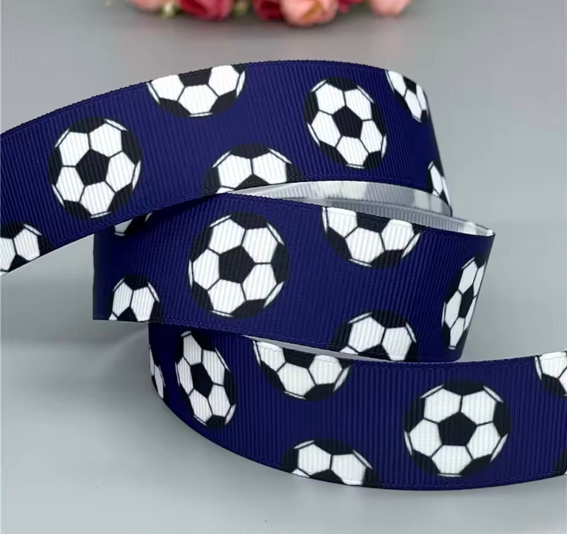 SOCCER RIBBON 25MM GROSGRAIN SOLD BY THE METRE