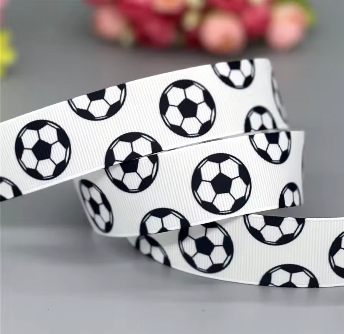 SOCCER RIBBON 25MM GROSGRAIN SOLD BY THE METRE