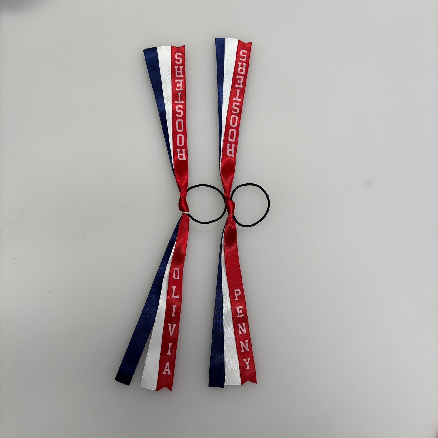 TEAM HAIR RIBBONS 3 COLOURS 15MM VERTICAL COLLEGE FONT