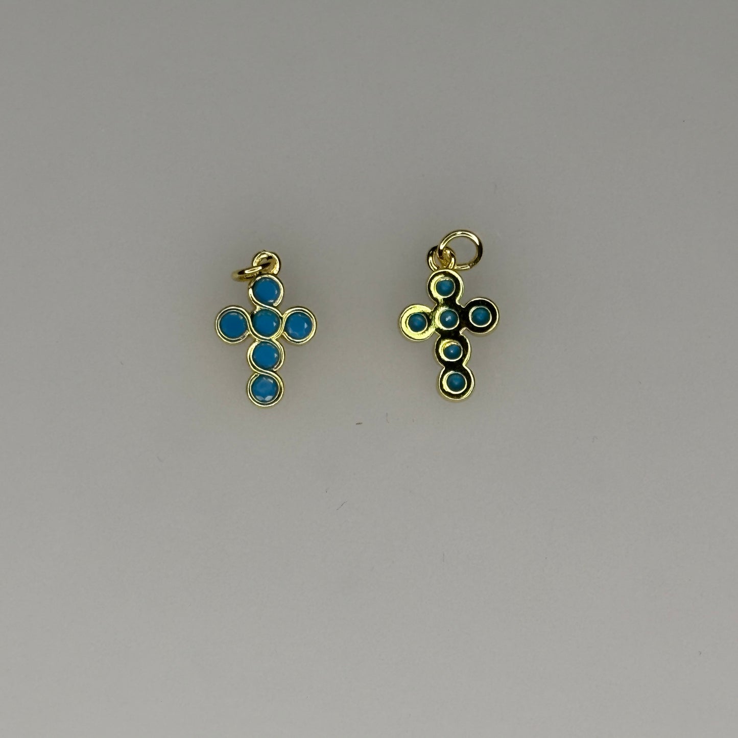 GOLD TURQUOISE CRYSTAL CROSS
