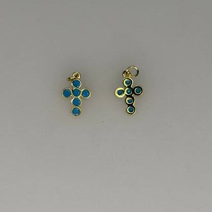 GOLD TURQUOISE CRYSTAL CROSS