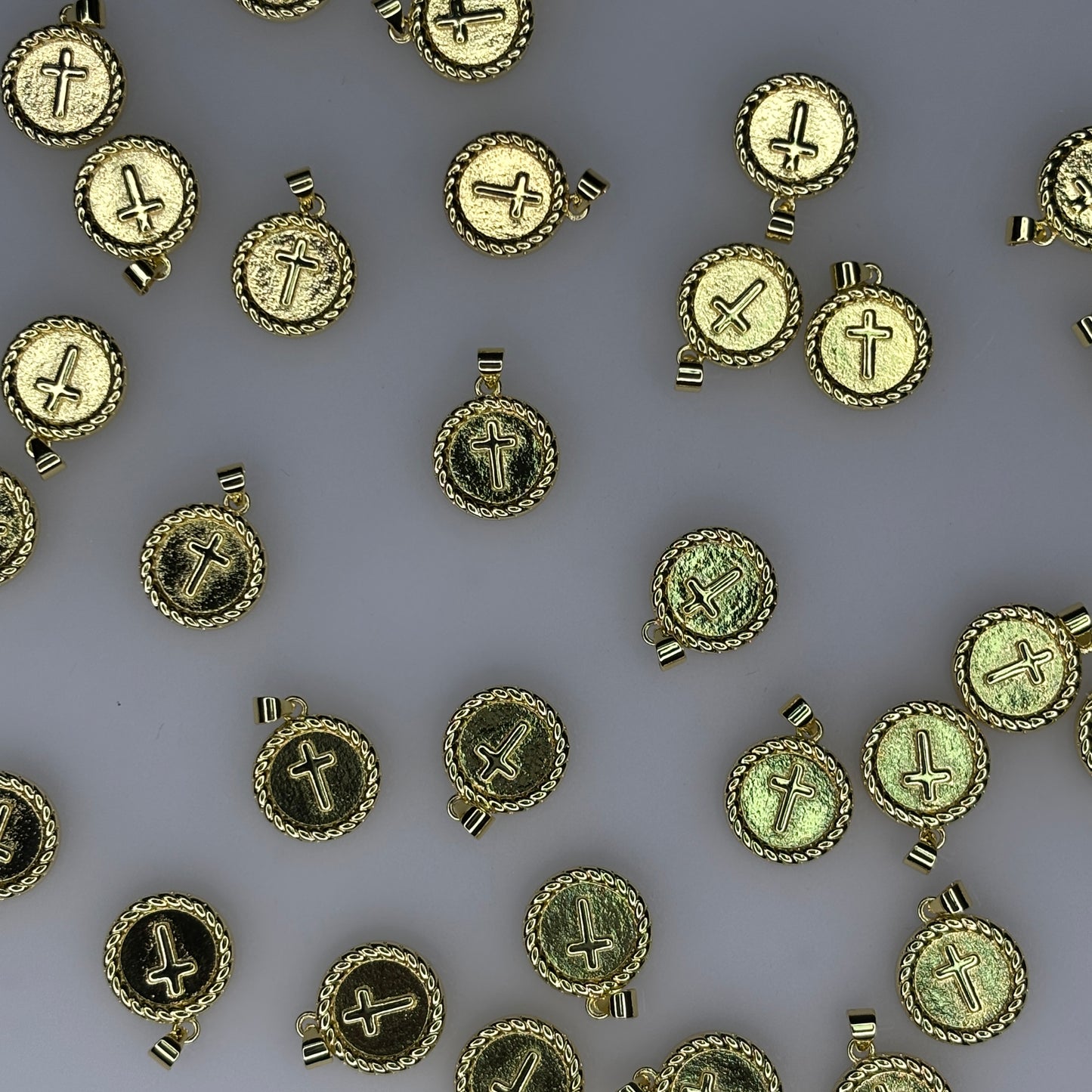 GOLD ROUND CROSS CHARM PENDANT
