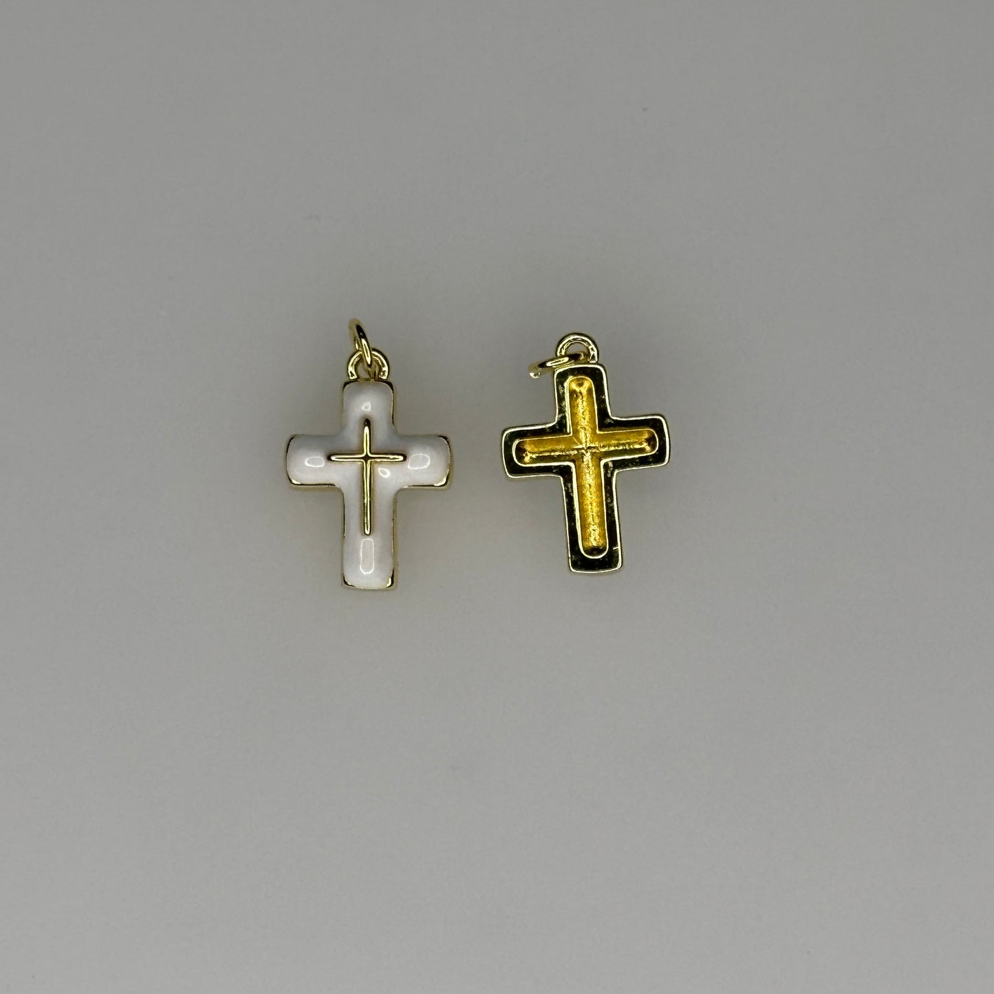 GOLD CROSS WHITE CHARM PENDANT