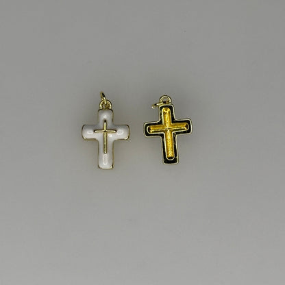 GOLD CROSS WHITE CHARM PENDANT