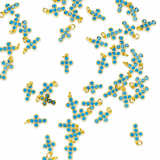 GOLD TURQUOISE CRYSTAL CROSS