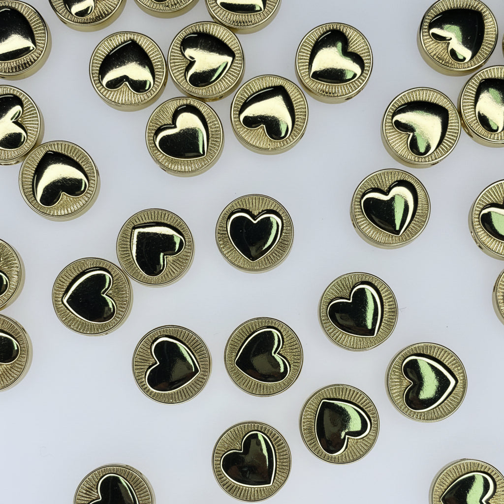 GOLD ROUND HEART CHARM PENDANT
