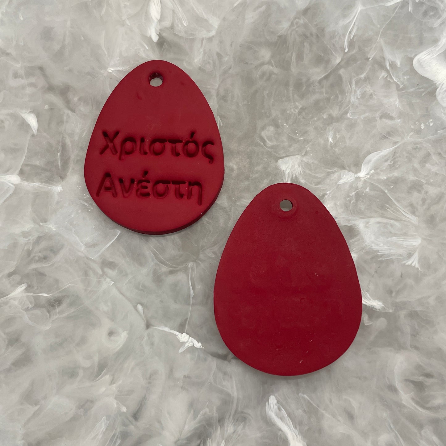 RED XRISTOS ANESTI CLAY EASTER EGG DECORATION