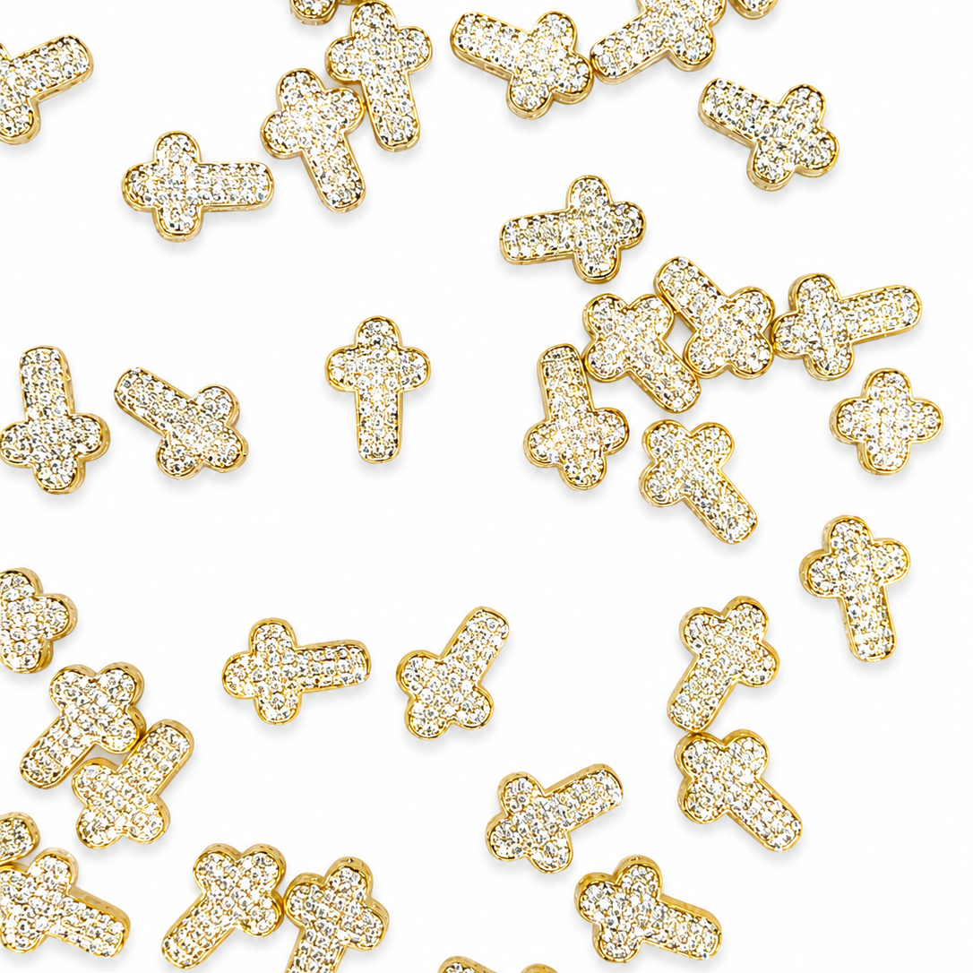 GOLD CRYSTAL CROSS CHARM PENDANT